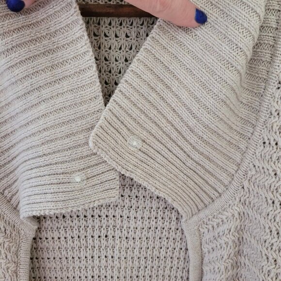 Talbots Womens Open Front Cardigan Size S Beige Office Career Missing Fur Collar - Picture 3 of 11